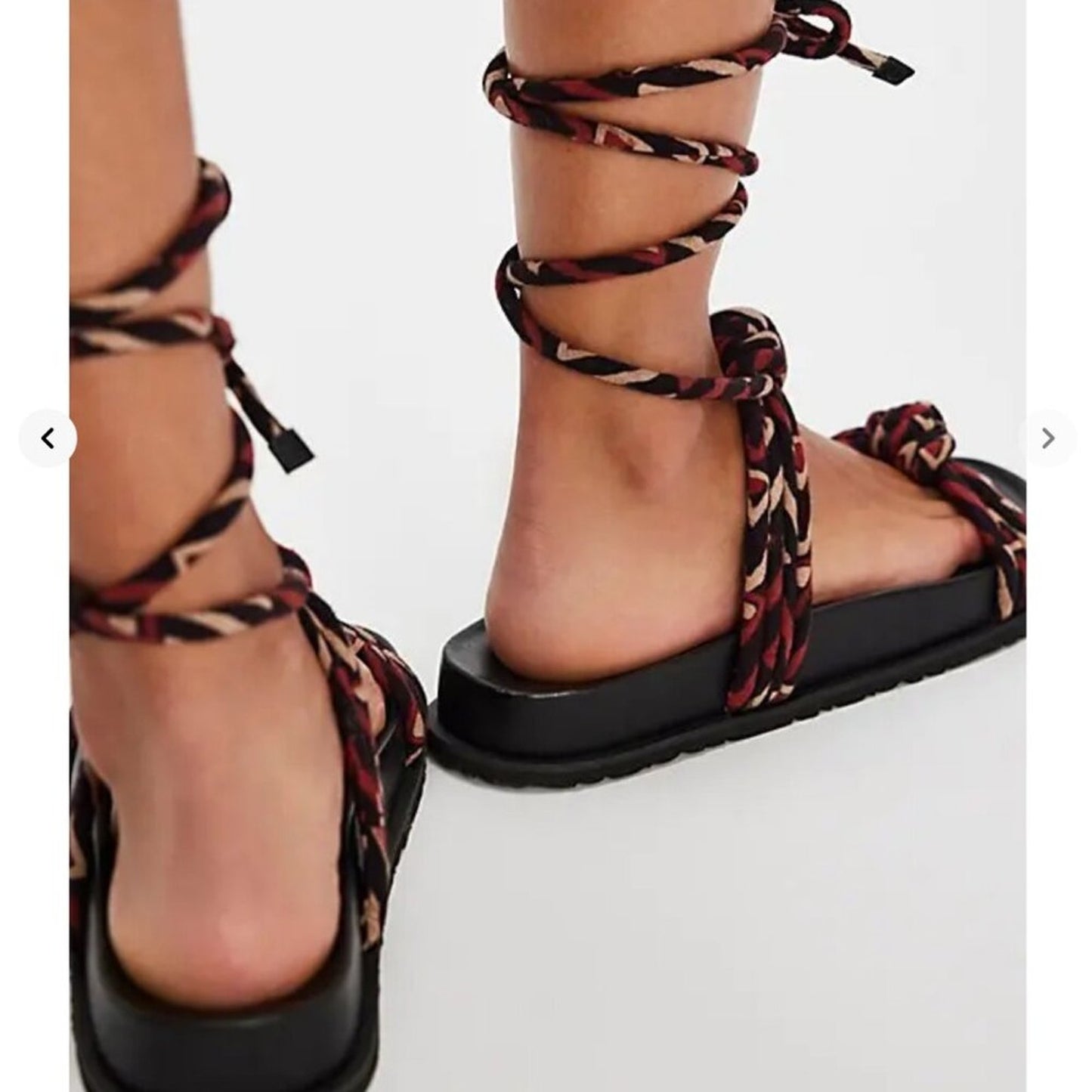 NWOT Free People Resort-Ready Wrap Sandals in Berry Combo