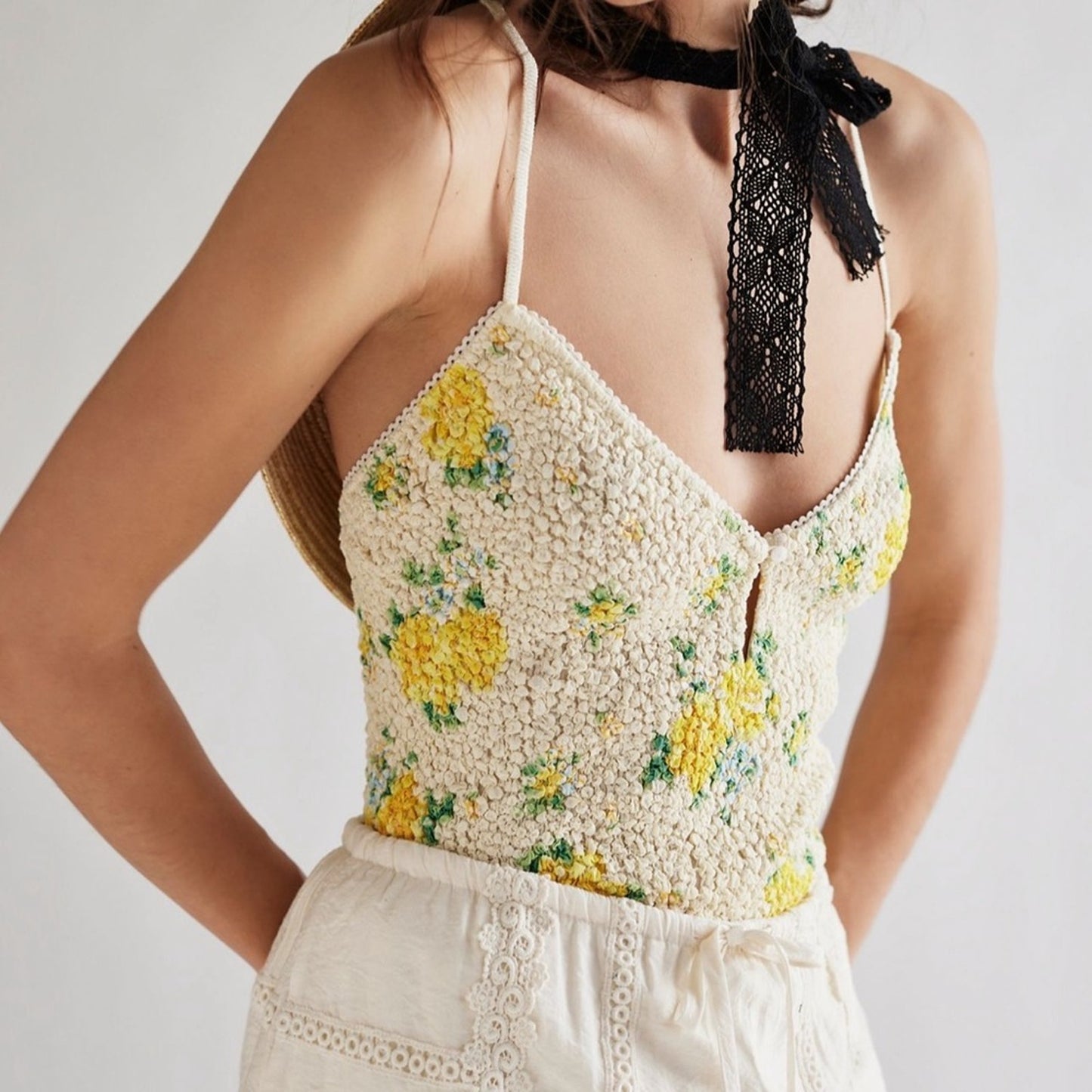 Free People Seaside Rose Set in Lemon Drop Combo