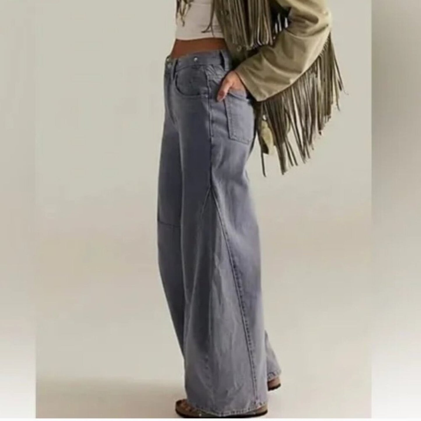 Free People Eden High Slouchy Flare Jeans in Diamond