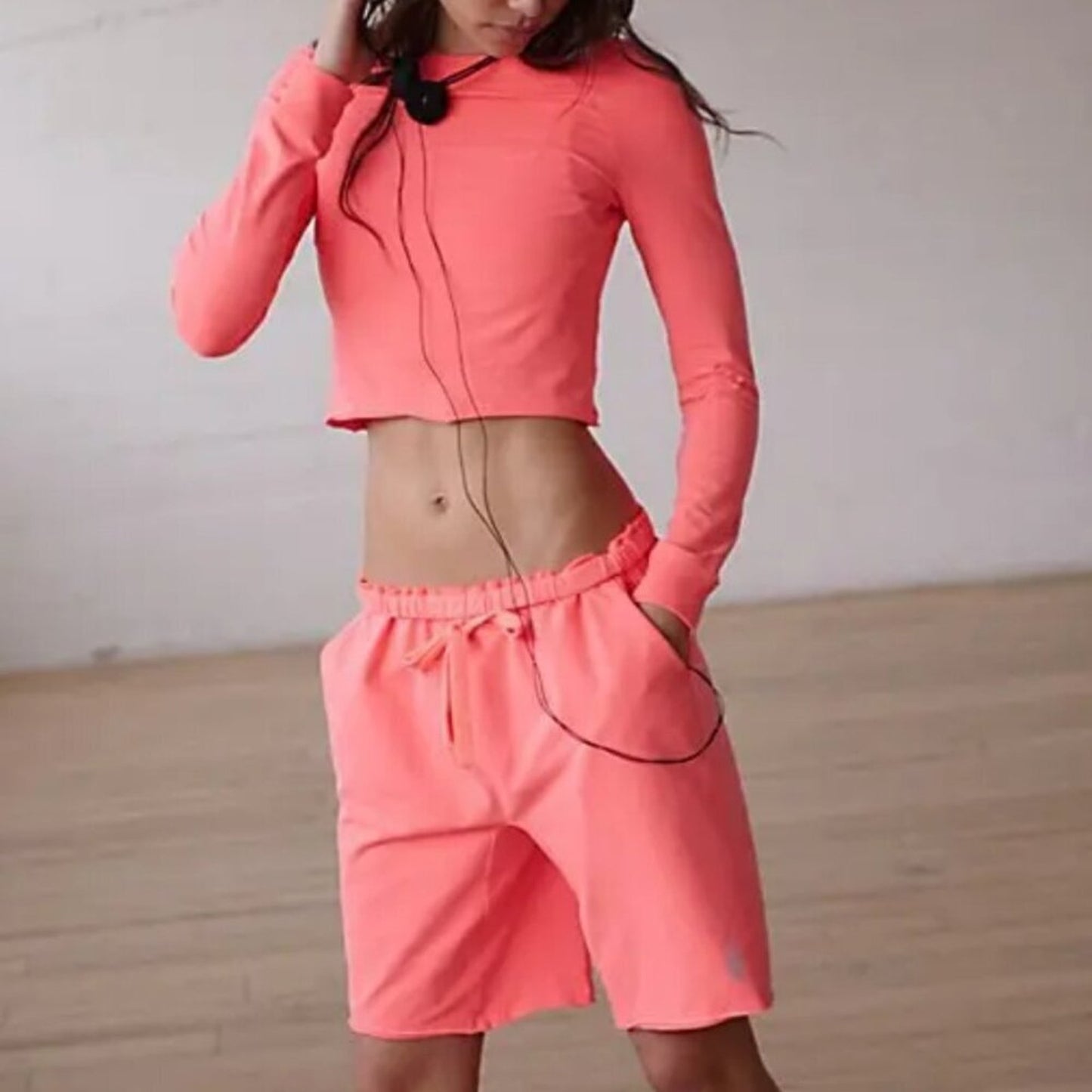 Free People Hot Shot Easy Set in Neon Coral