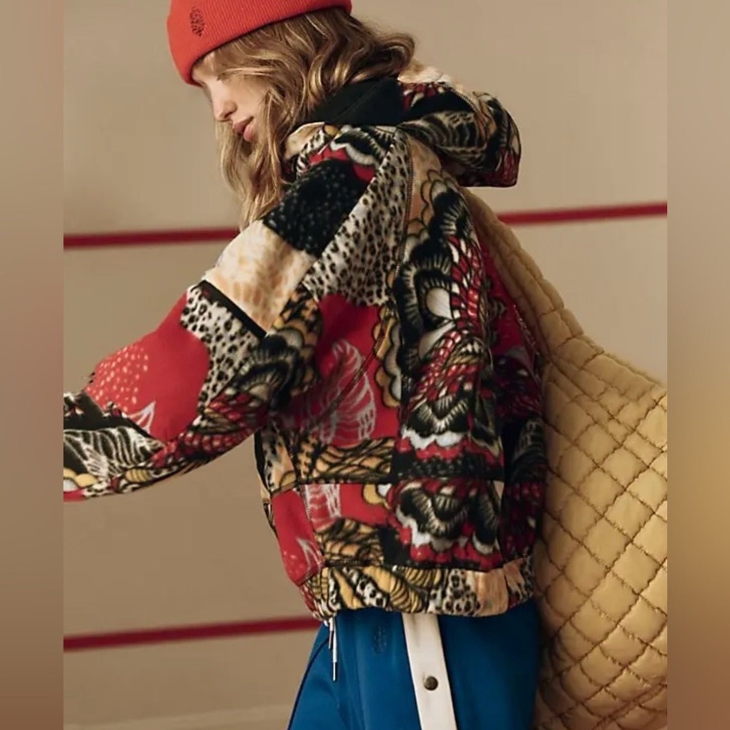 Free People Wild And Free Printed Fleece Pullover in Wildflower Retro Combo