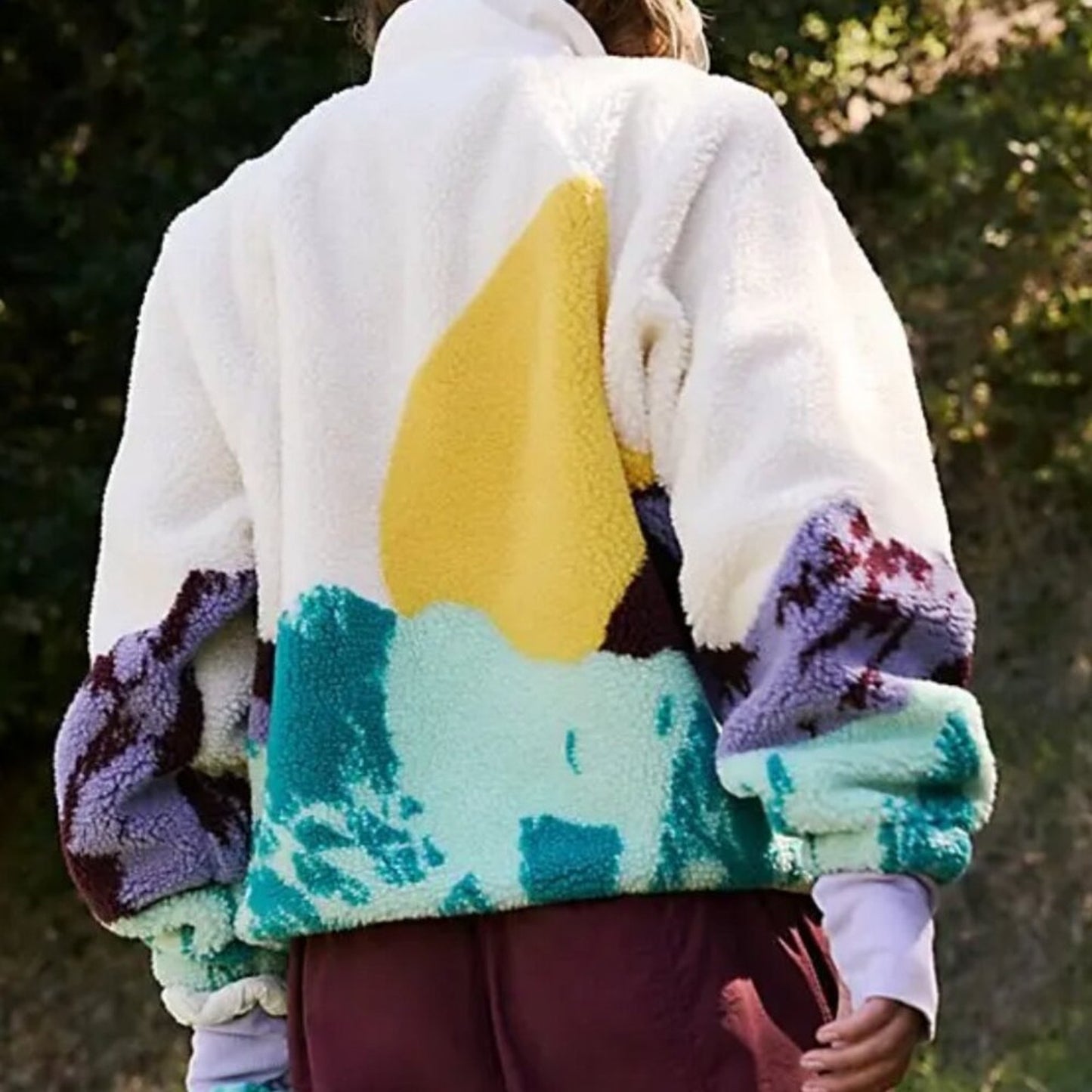 Free People Hit The Slopes Printed Fleece in Jacket in Sunrise Summit Combo