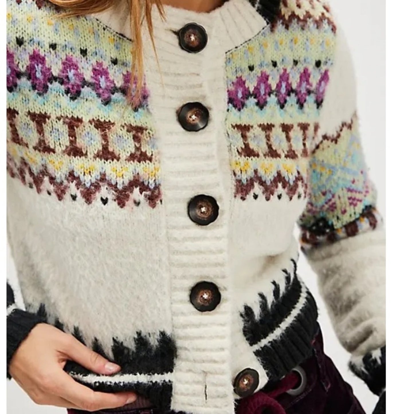 Free People Millie Cardi in Oatmeal Combo