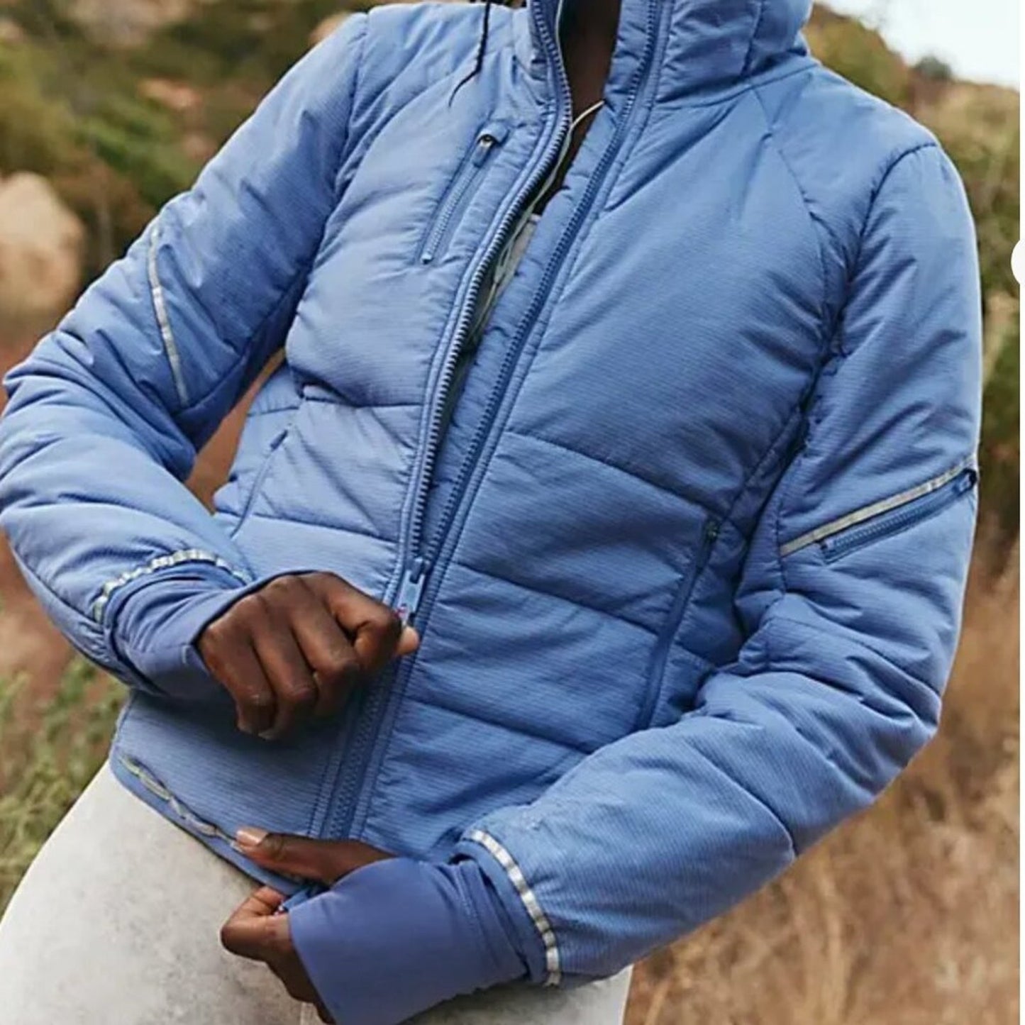 Free People Gathering Storm Run Puffer in Blueberry