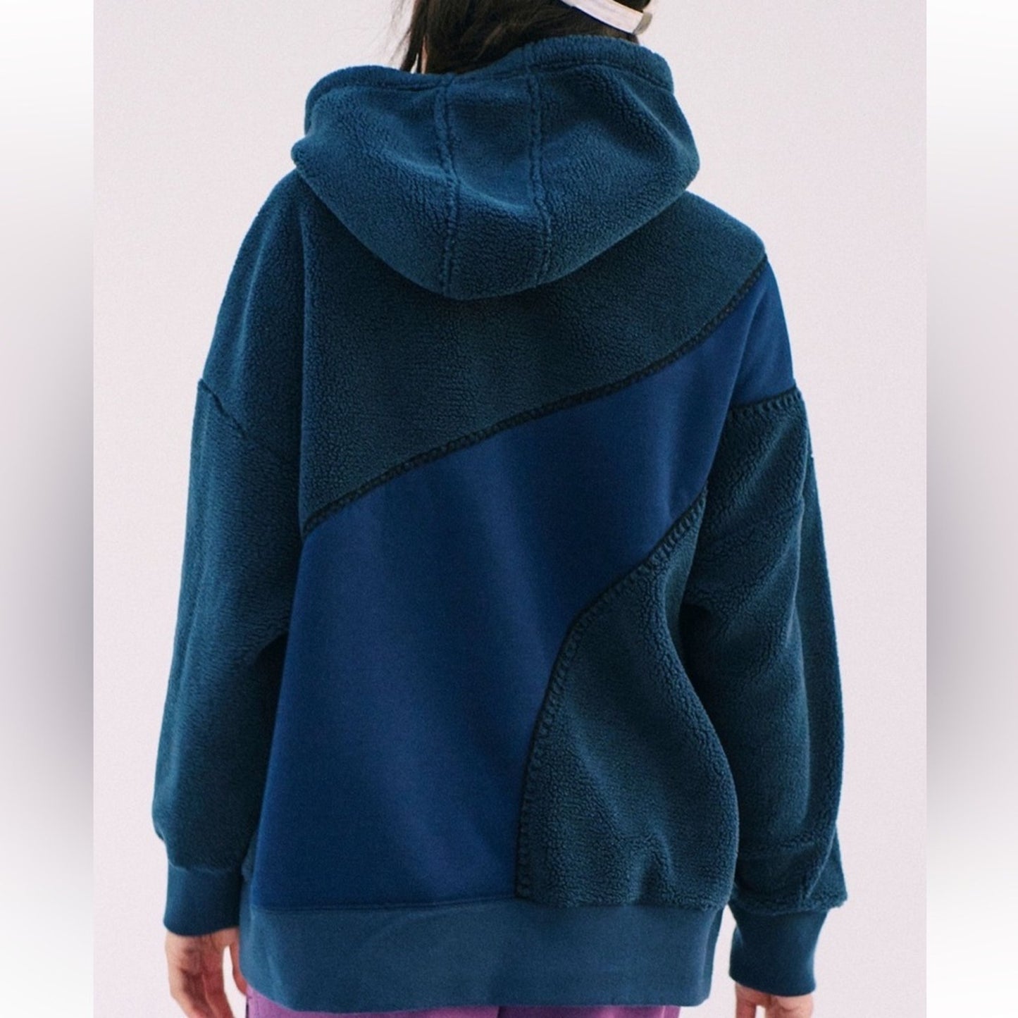 Free People Sprint To The Finish Cozy Hoodie in Midnight Navy Combo