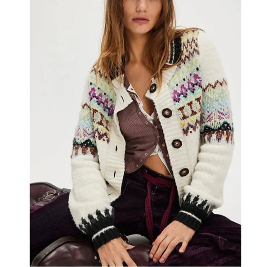 Free People Millie Cardi in Oatmeal Combo