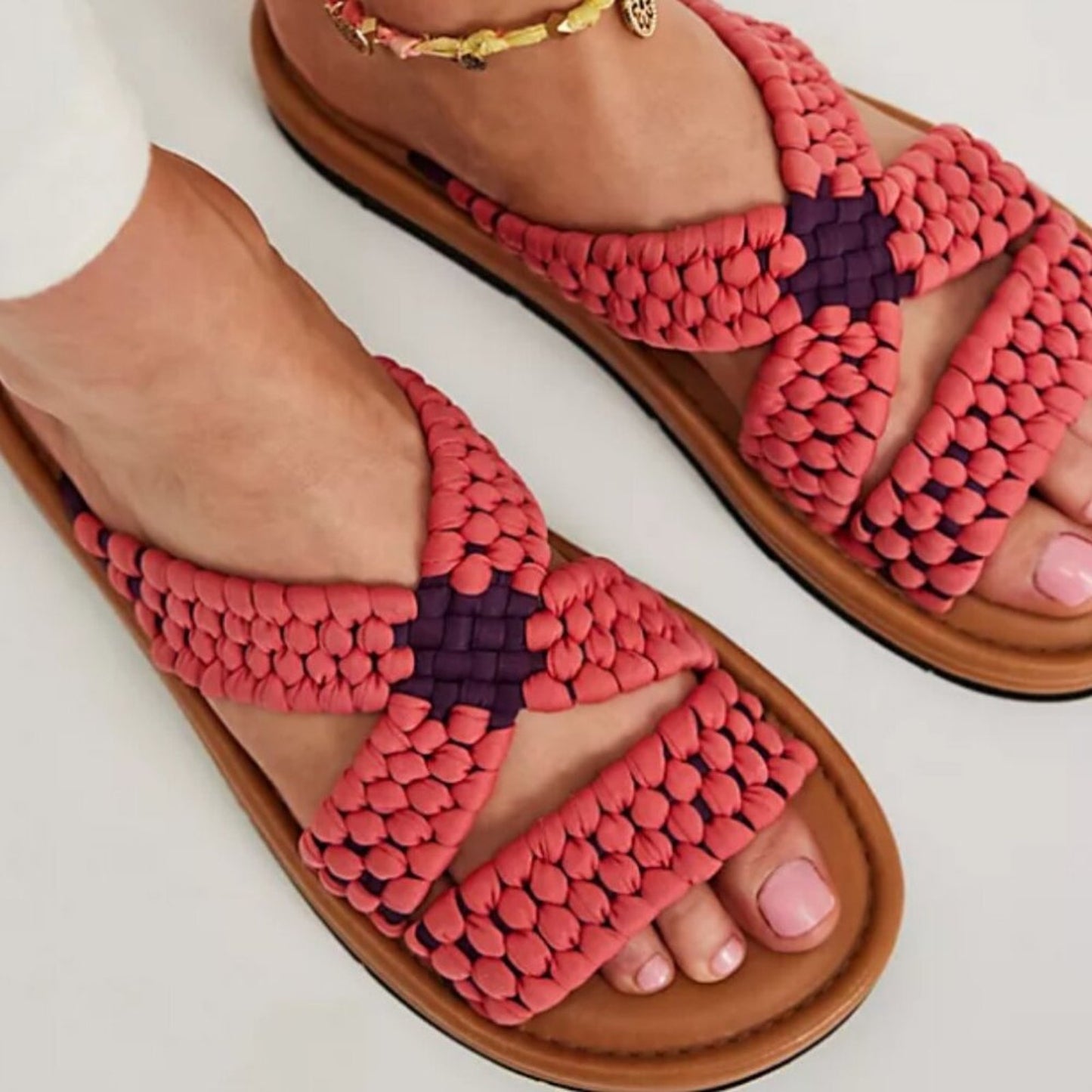 NWT Free People Edge Water Woven Sandals in Salsa