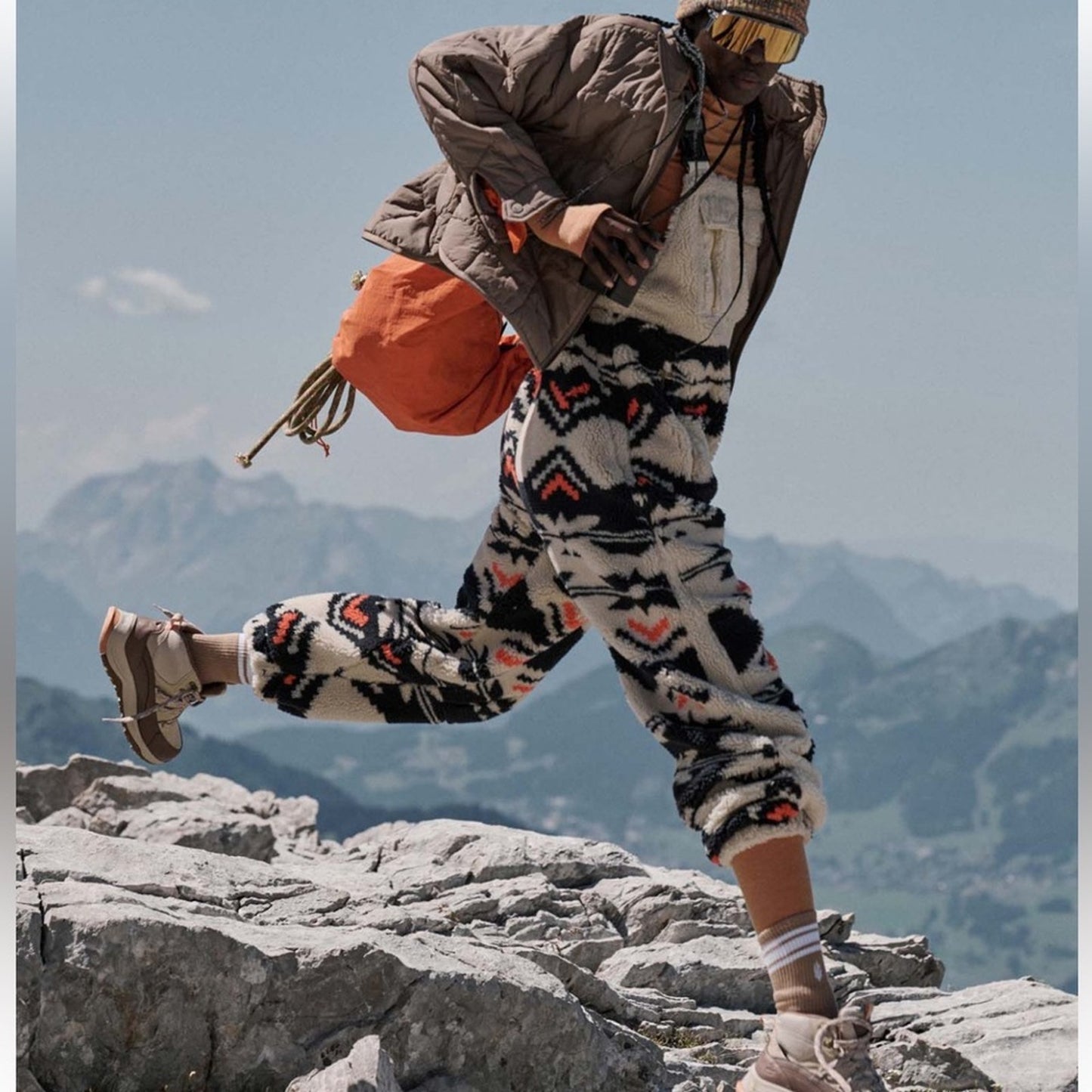 Free People Hit The Slopes Printed Salopette in Black Fairisle Combo