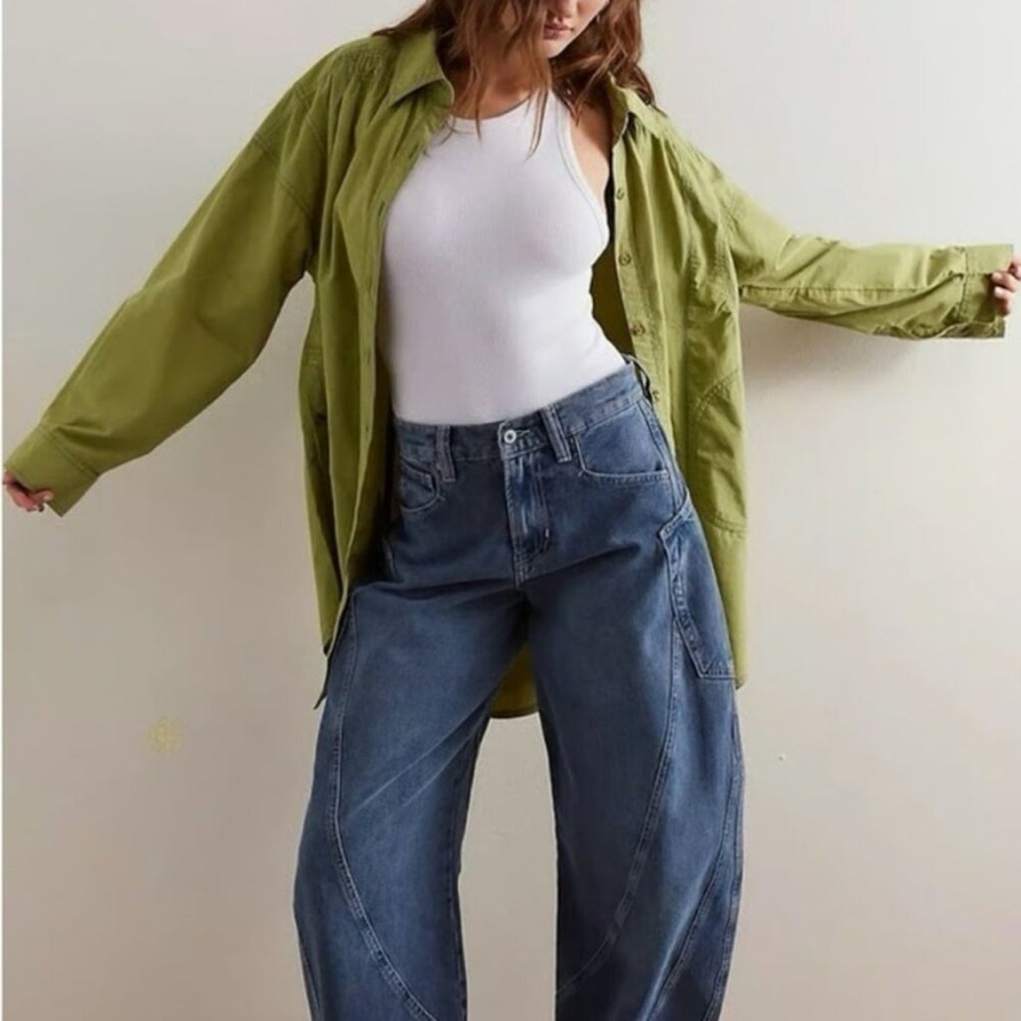 Free People Garden State Shirt in Green Combo