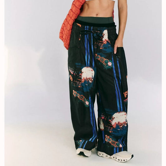 Free People Printed Fresh Start Pants in Billboard Dark Night Combo