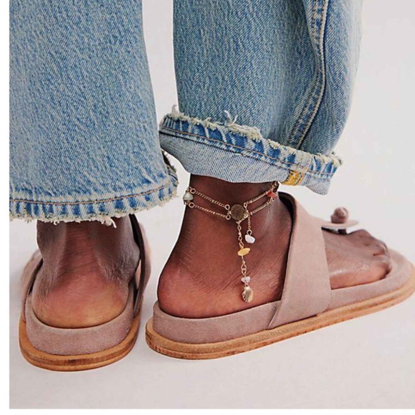 NWOT Free People Mika Footbed Sandals in Orchid Ice Suede