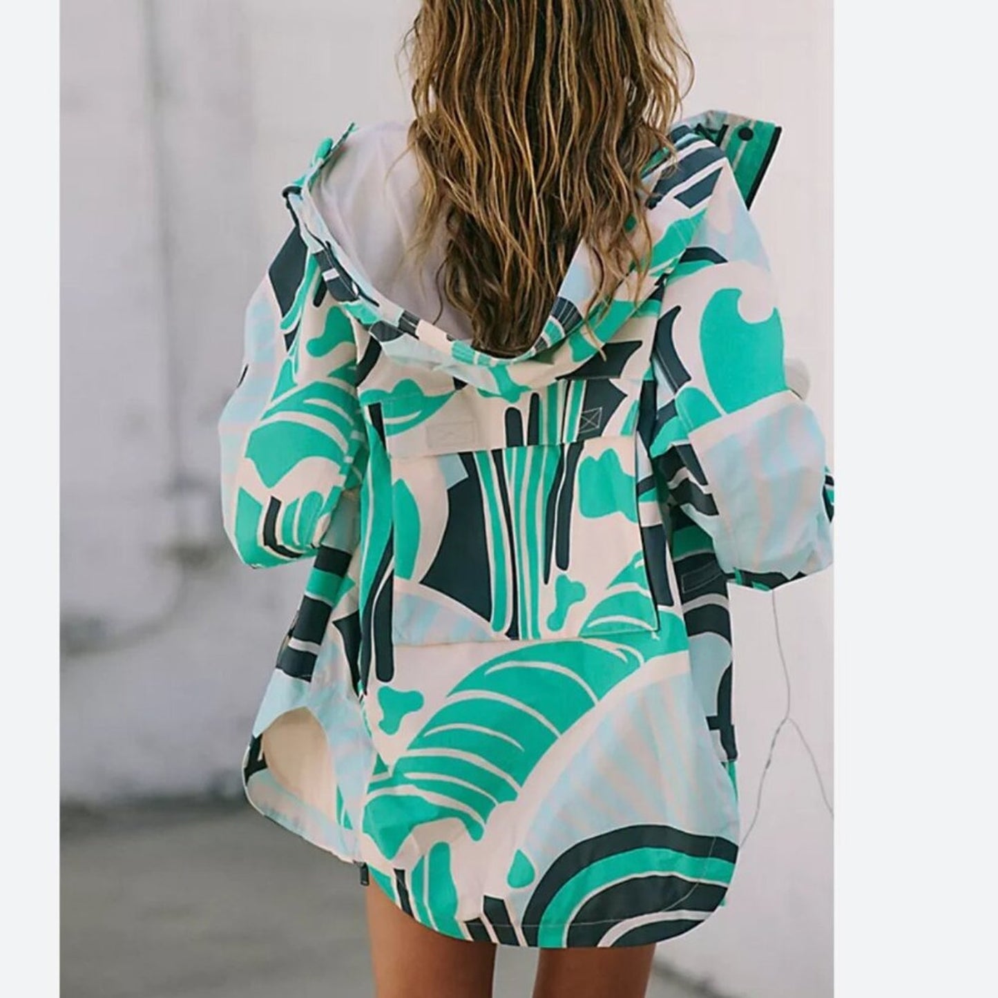 Free People Singin' In The Rain Printed Packable Jacket in Wave Runner