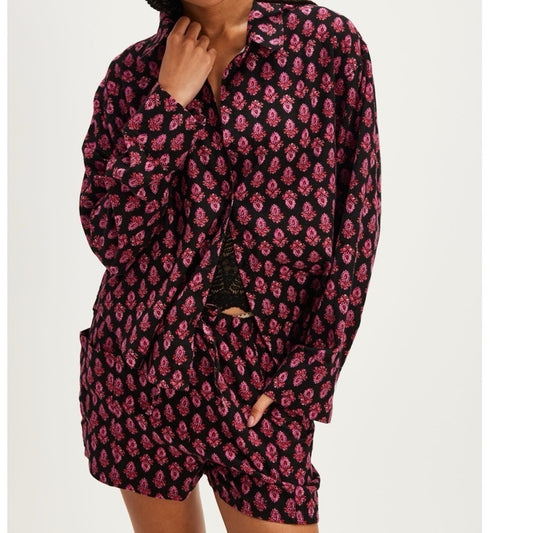 Free People Flannel Play Date Set in Black Combo