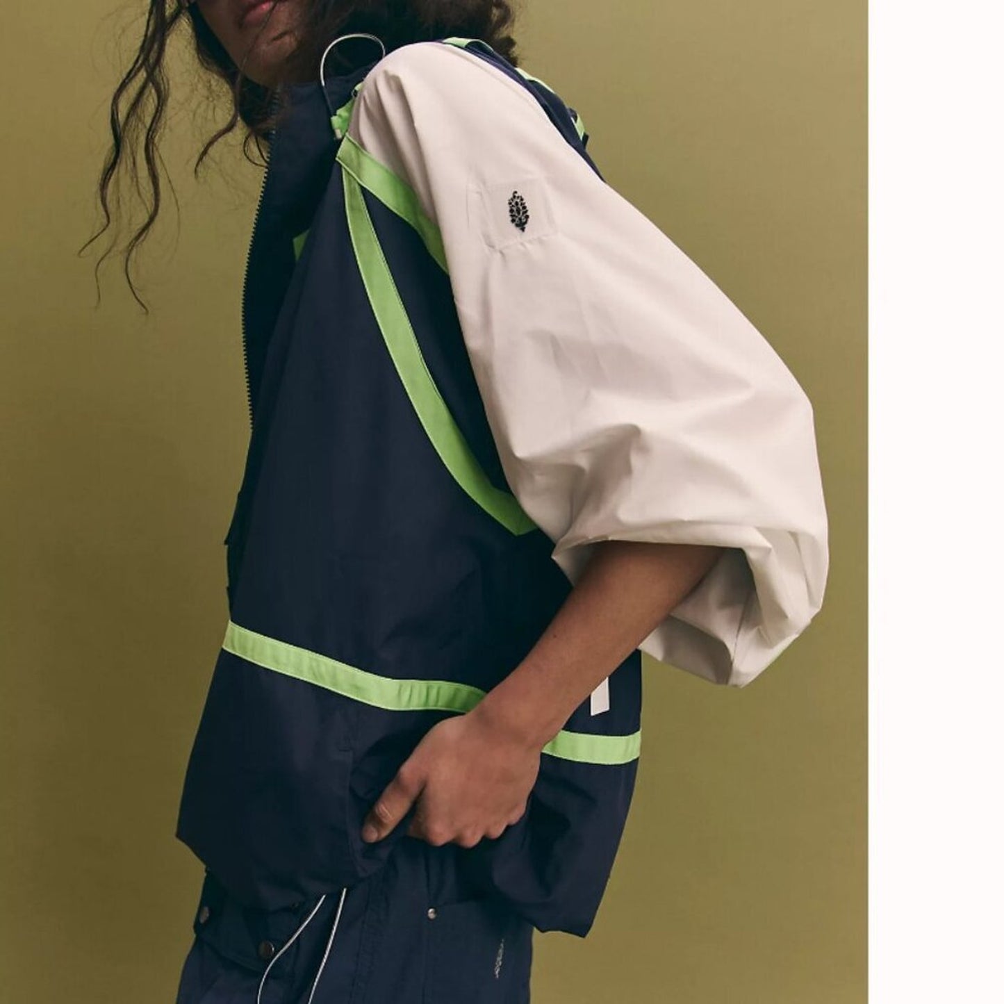 Free People Care FP Like The Wind Logo Jacket in Midnight Navy Combo