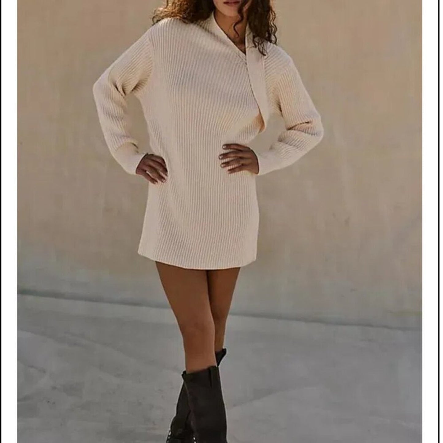 Free People Alba Sweater Tunic in Power Sand