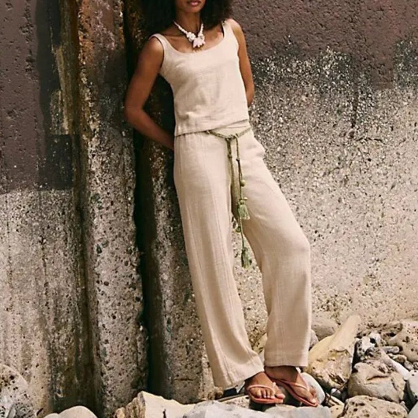 Free People Tidal Pant Set in Ceramic Stone