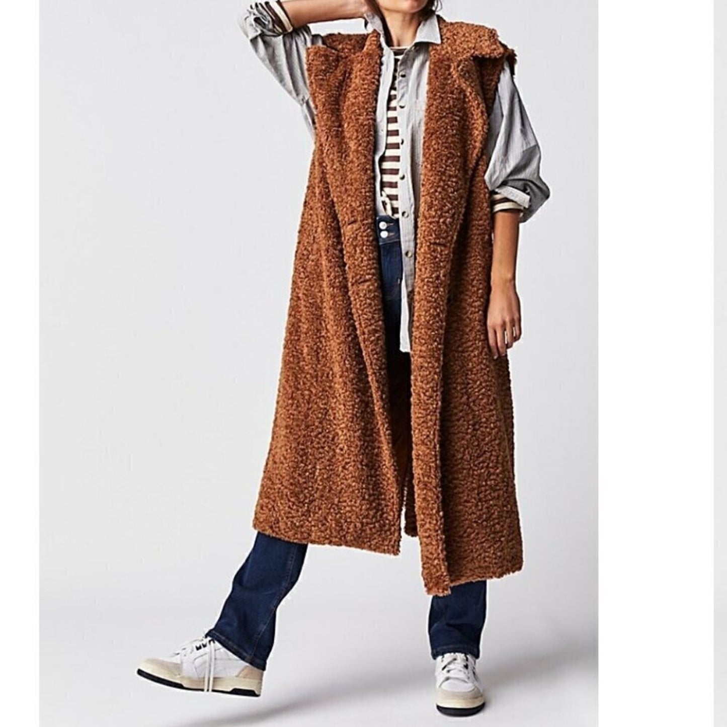 Free People Cozy Time Vest in Cashew