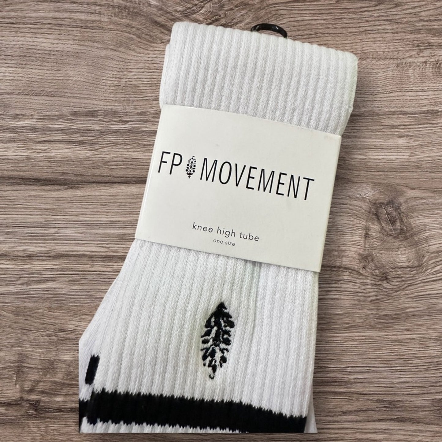 Free People Knee High Logo Stripe Socks in White Combo