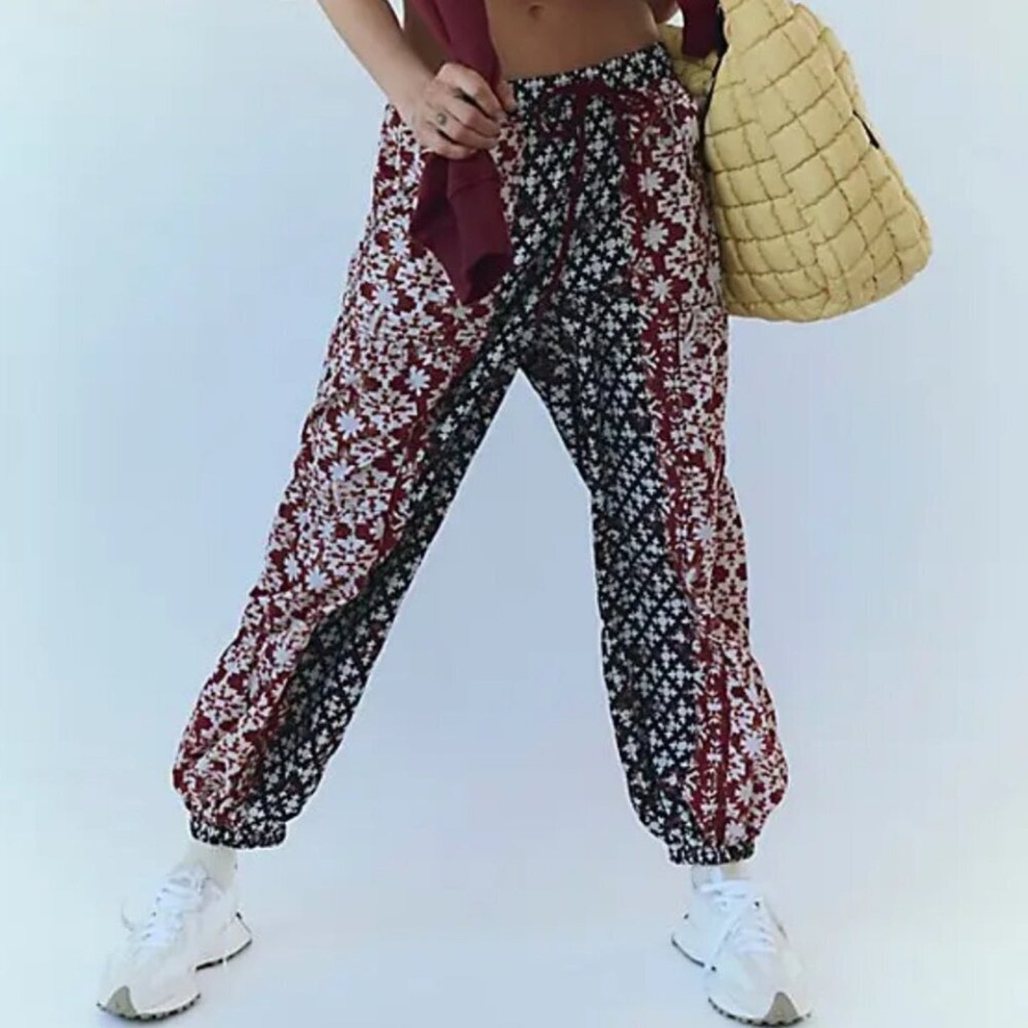 Free People Printed Set Me Free Pants in Espresso Revised