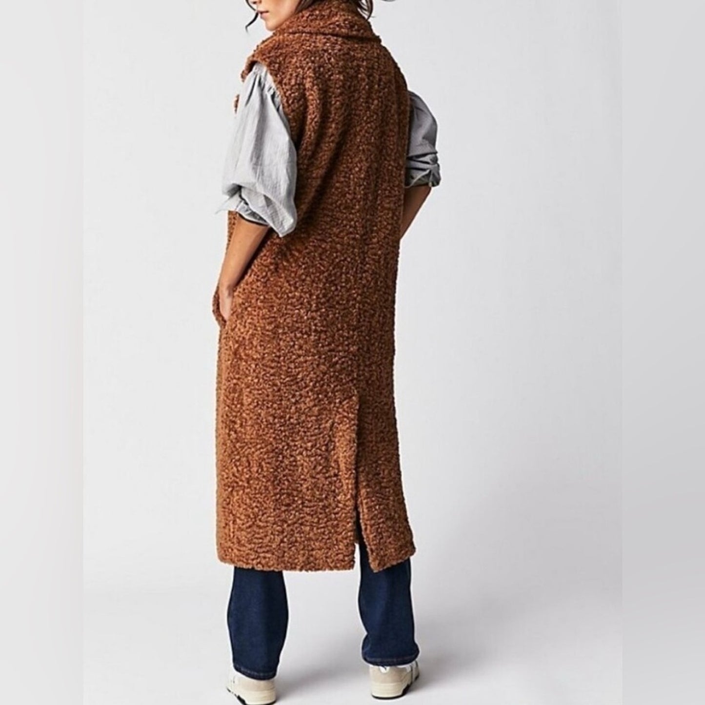 Free People Cozy Time Vest in Cashew