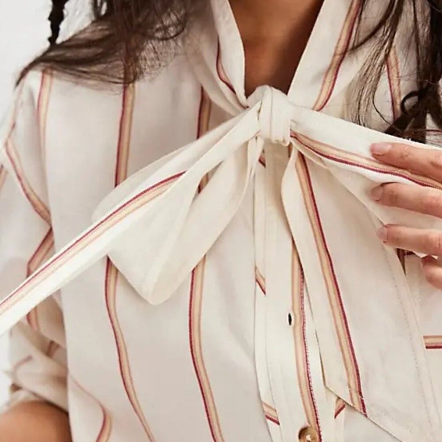 Free People Tied With A Bow Shirt in White Combo
