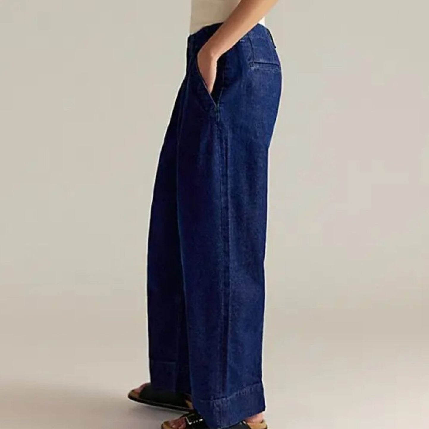 Free People CRVY New Spin Trouser Jeans in Dark Wash