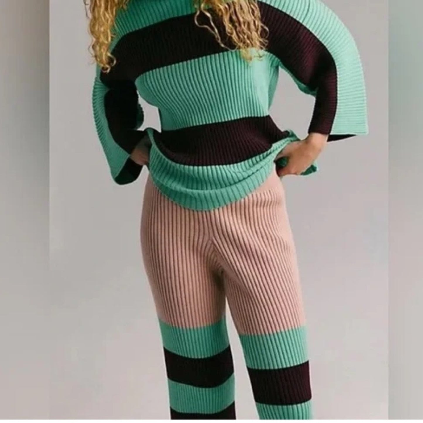 Free People Kami Sweater Set in Mint Julip Combo