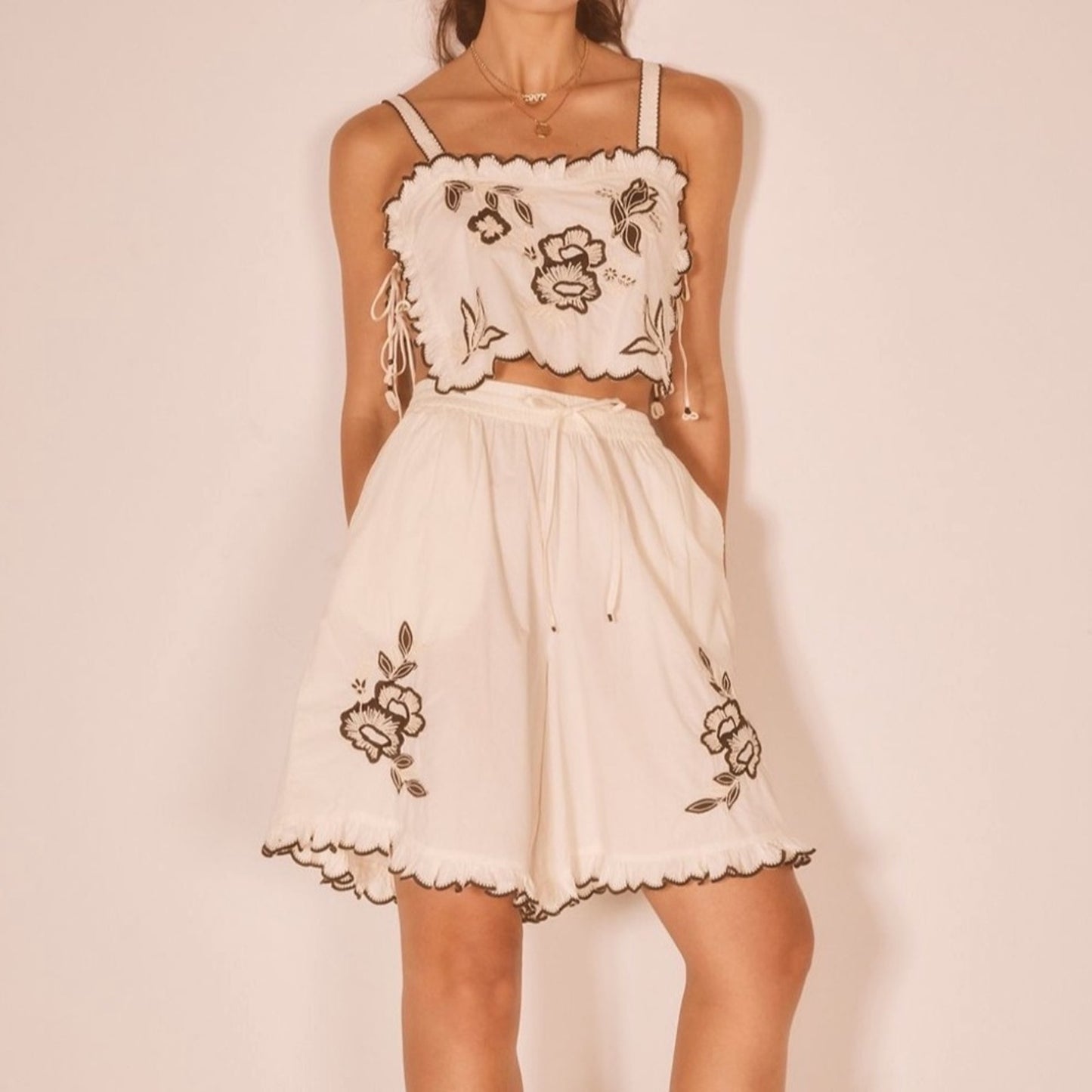 Free People Marin Short Set in Ivory