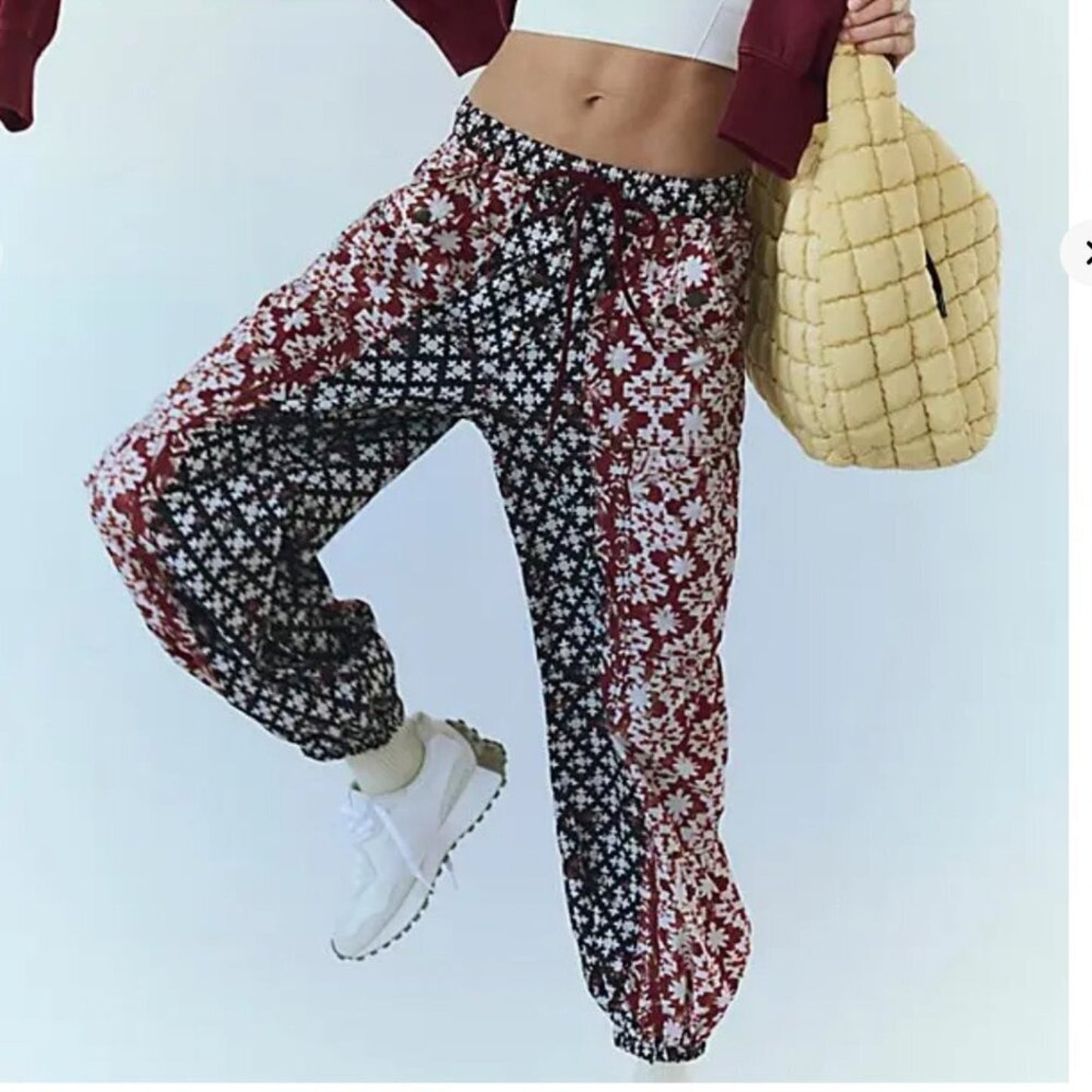 Free People Printed Set Me Free Pants in Espresso Revised