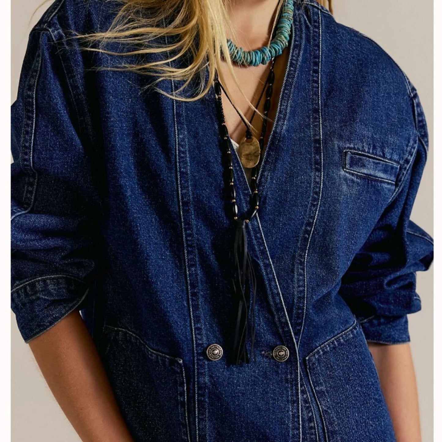 Free People Mathis Denim Jacket in Deep Indigo