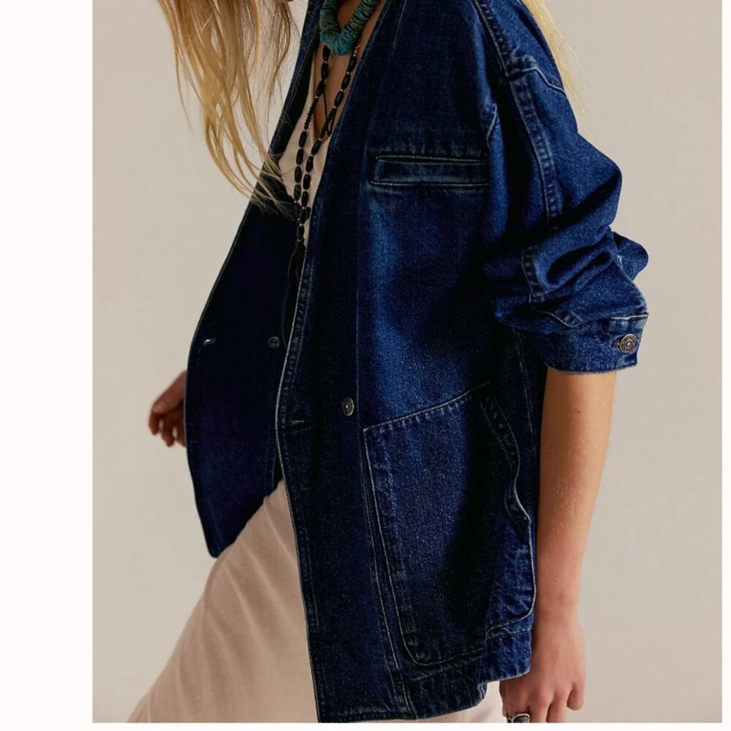 Free People Mathis Denim Jacket in Deep Indigo