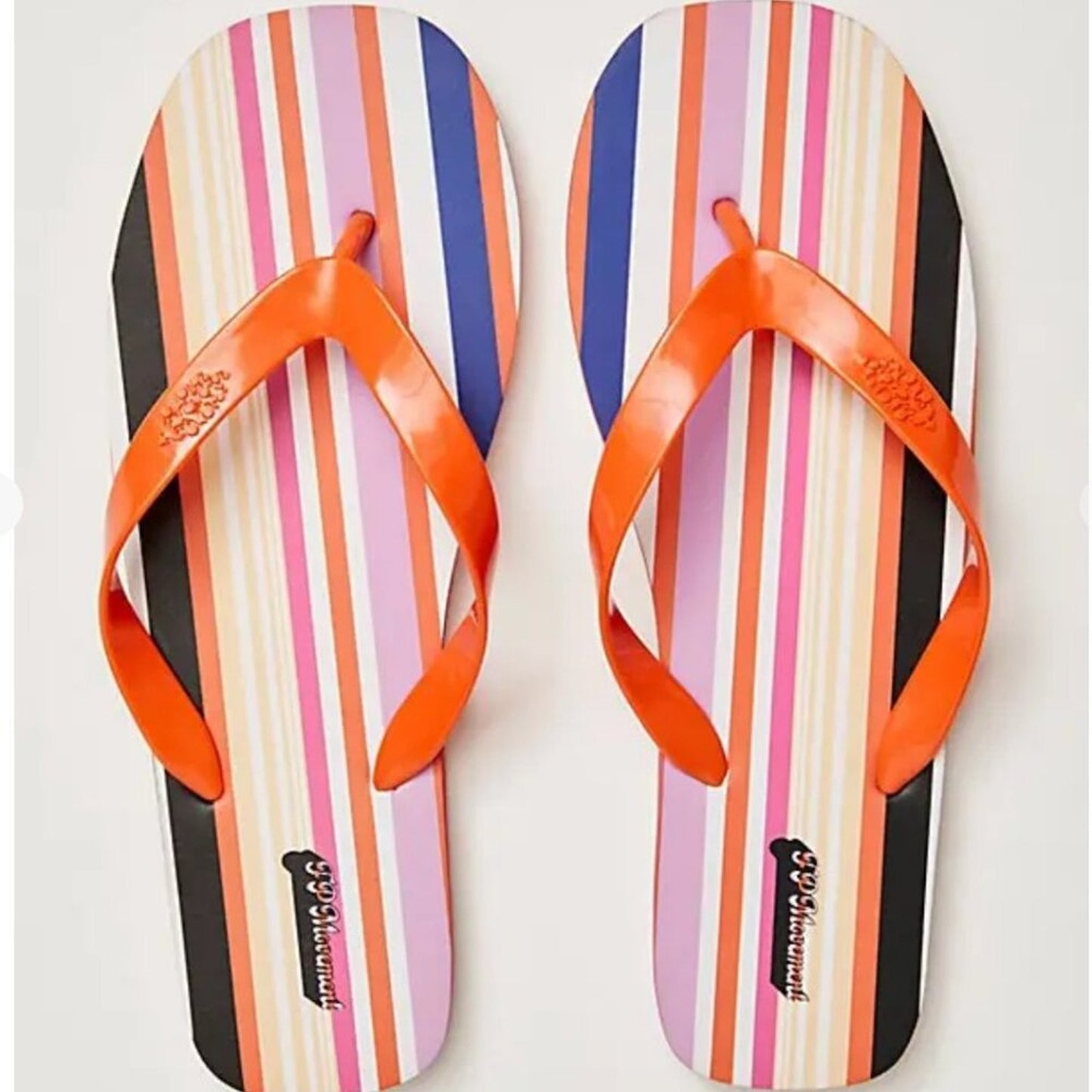 NWOT Free People FP Movement Game On Flip-Flops in Logo Stripe