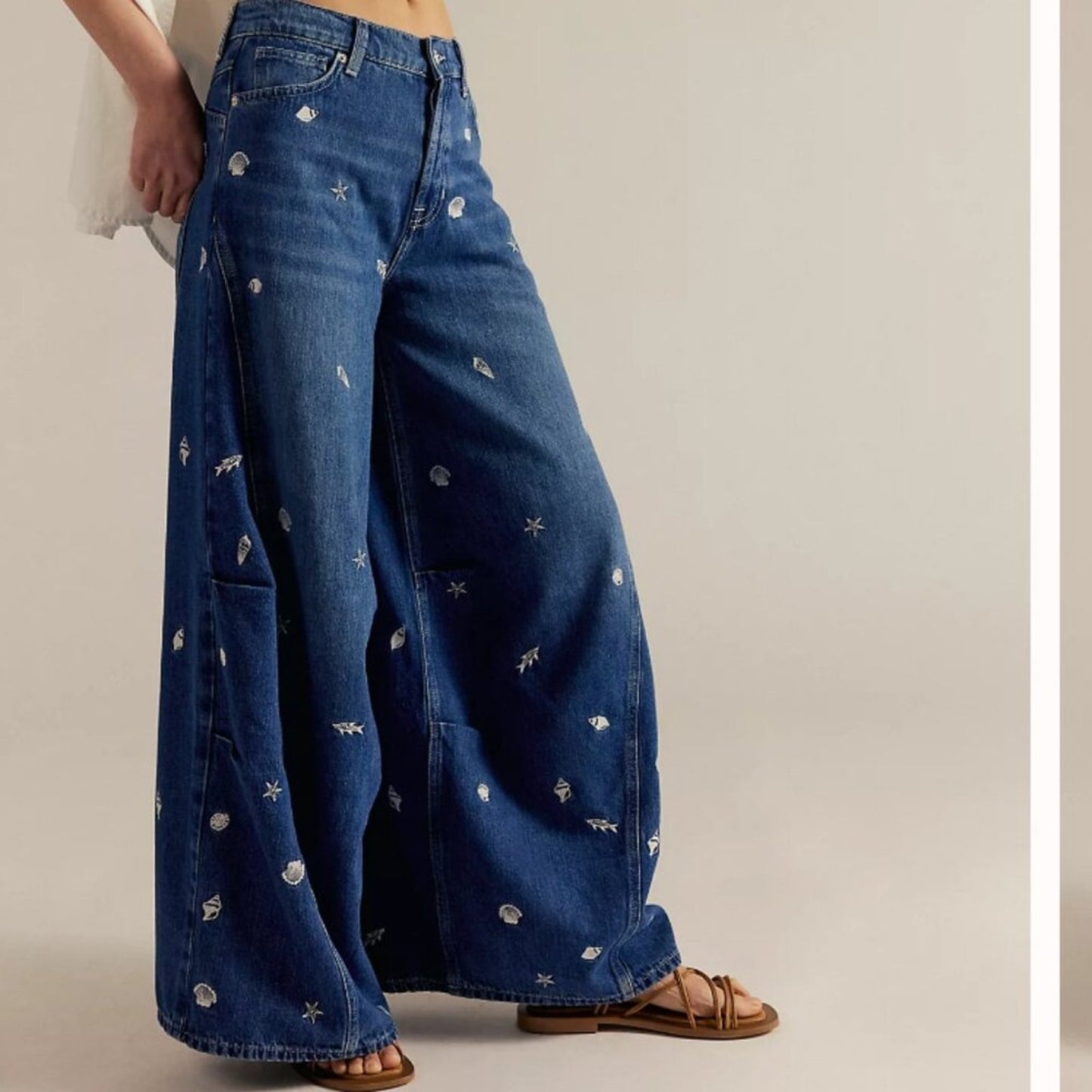 Free People Westward Embroidered Jeans in Under The Sea