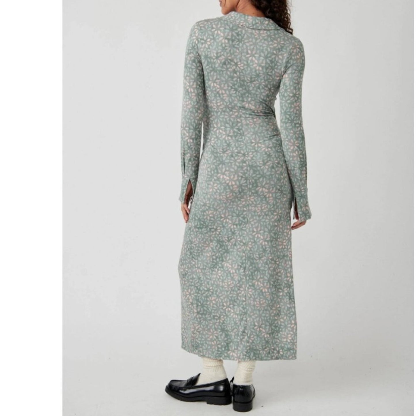Free People Shayla Wrap Midi Dress in Mint Combo