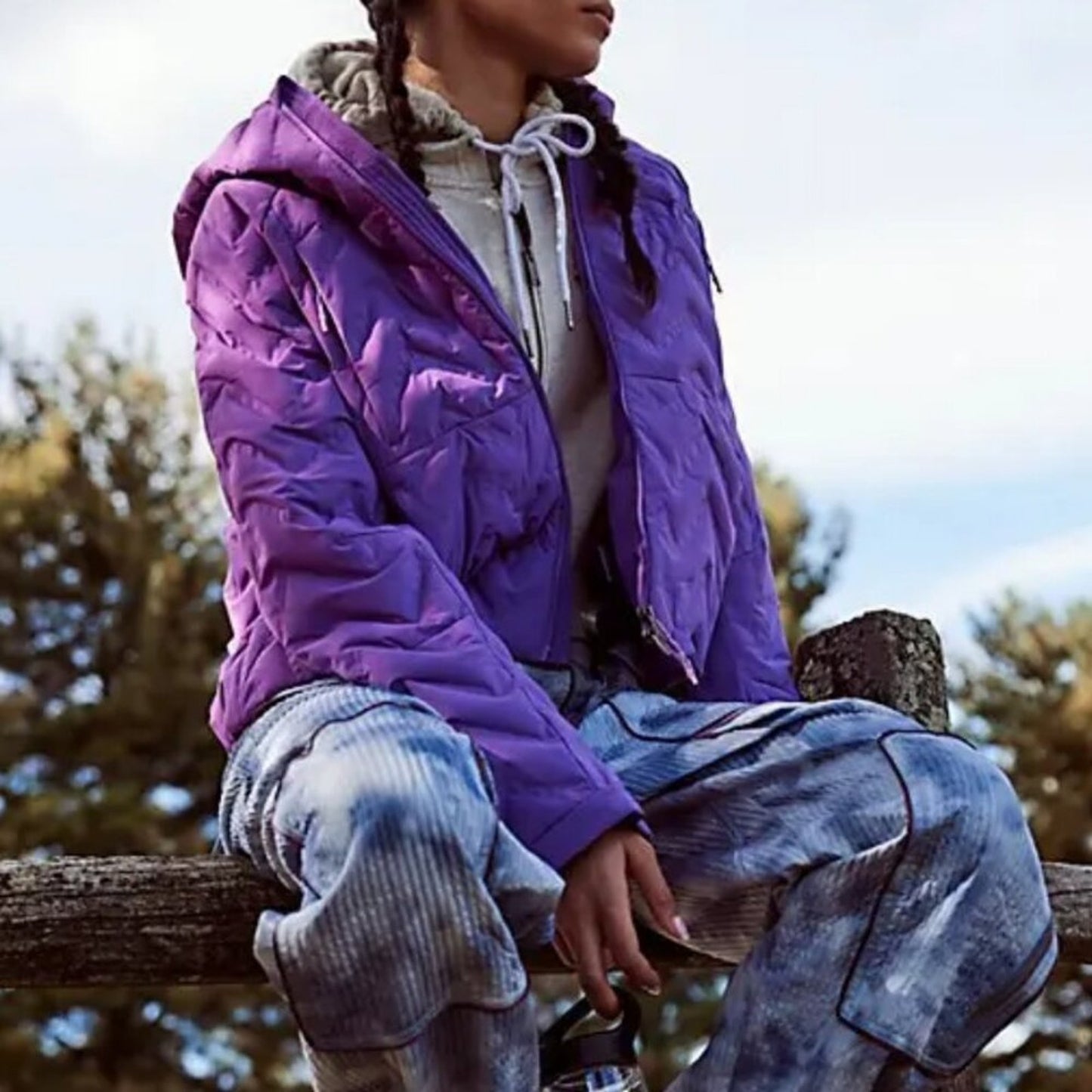 Free People Gettin Lost Packable Puffer in Red Violet