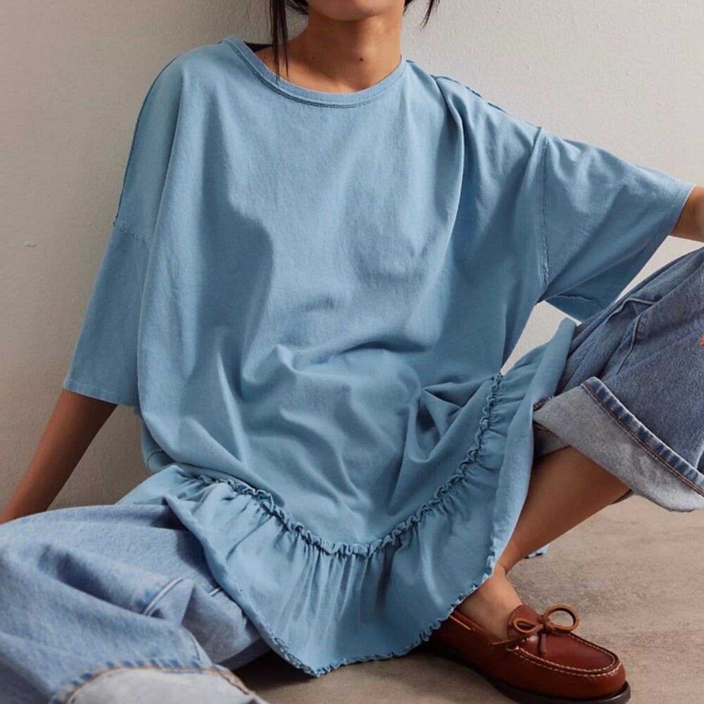 Free People Why Yes Tee In Milky Blue