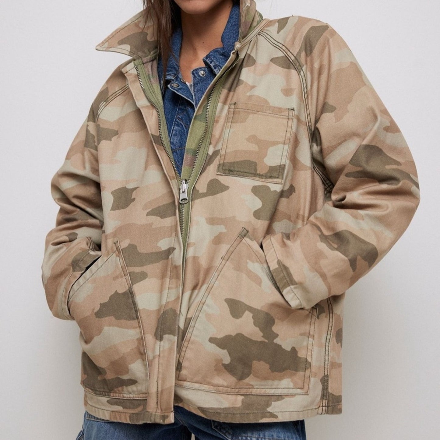 Free People Reversible Camo Jacket in Camo