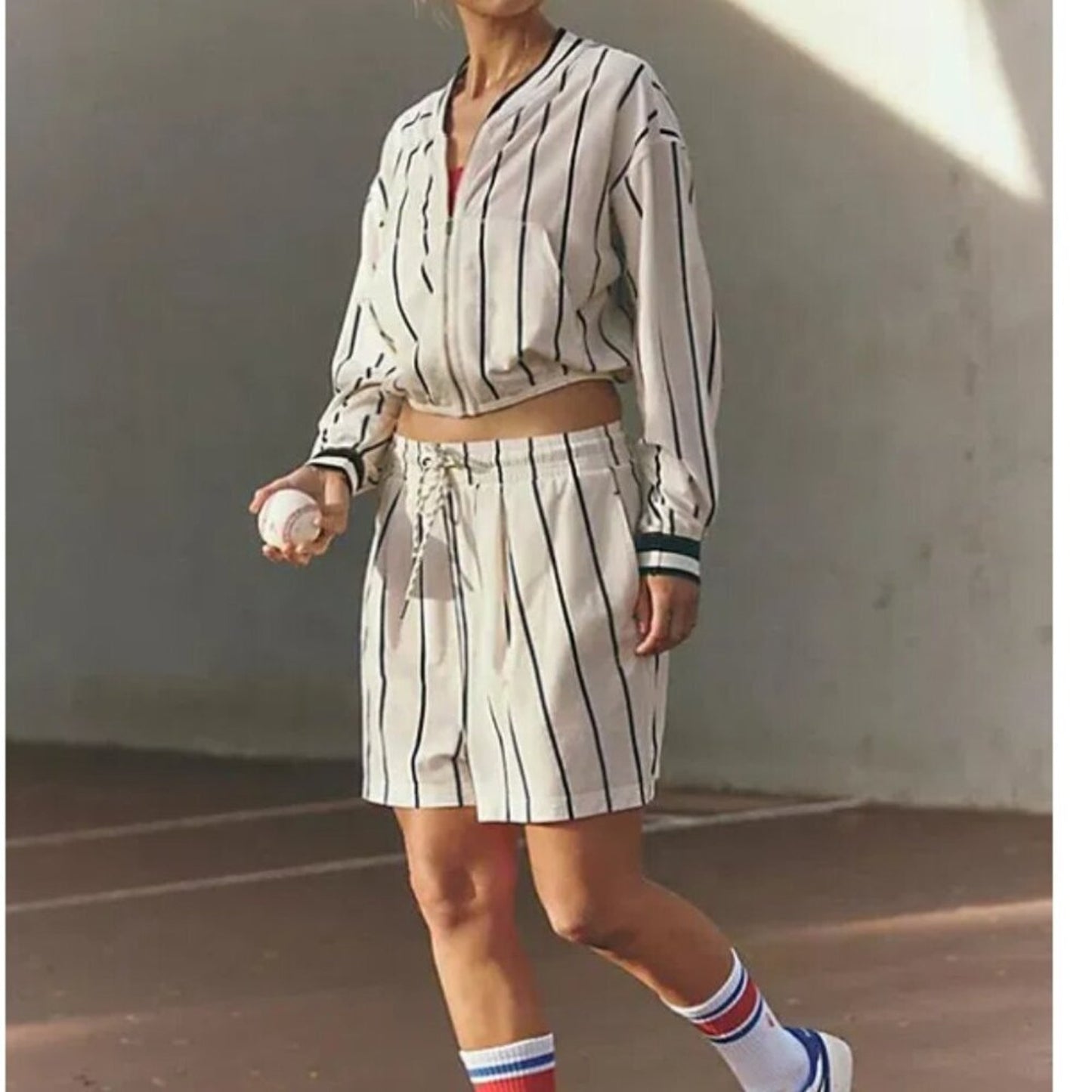 Free People Off Duty Set in Ivory Stripe Combo
