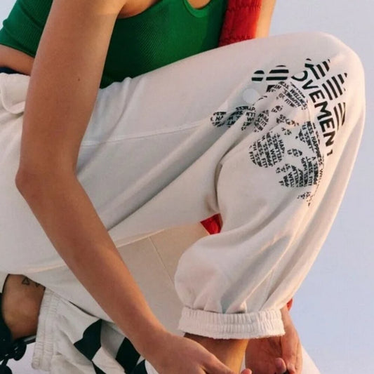 Free People All Star Logo Pants in Ivory/Black Combo