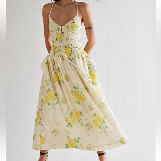 Free People Seaside Rose Set in Lemon Drop Combo
