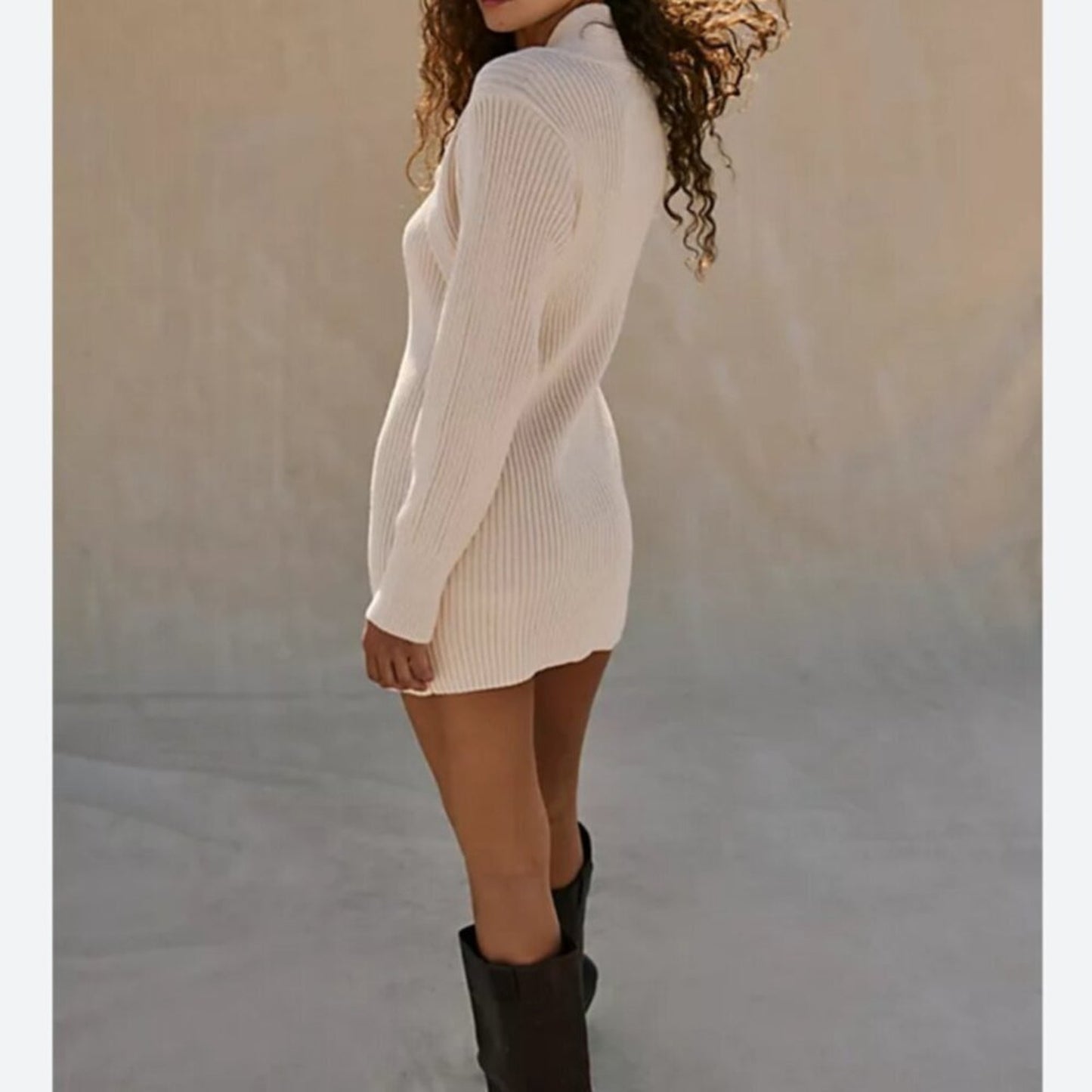 Free People Alba Sweater Tunic in Power Sand