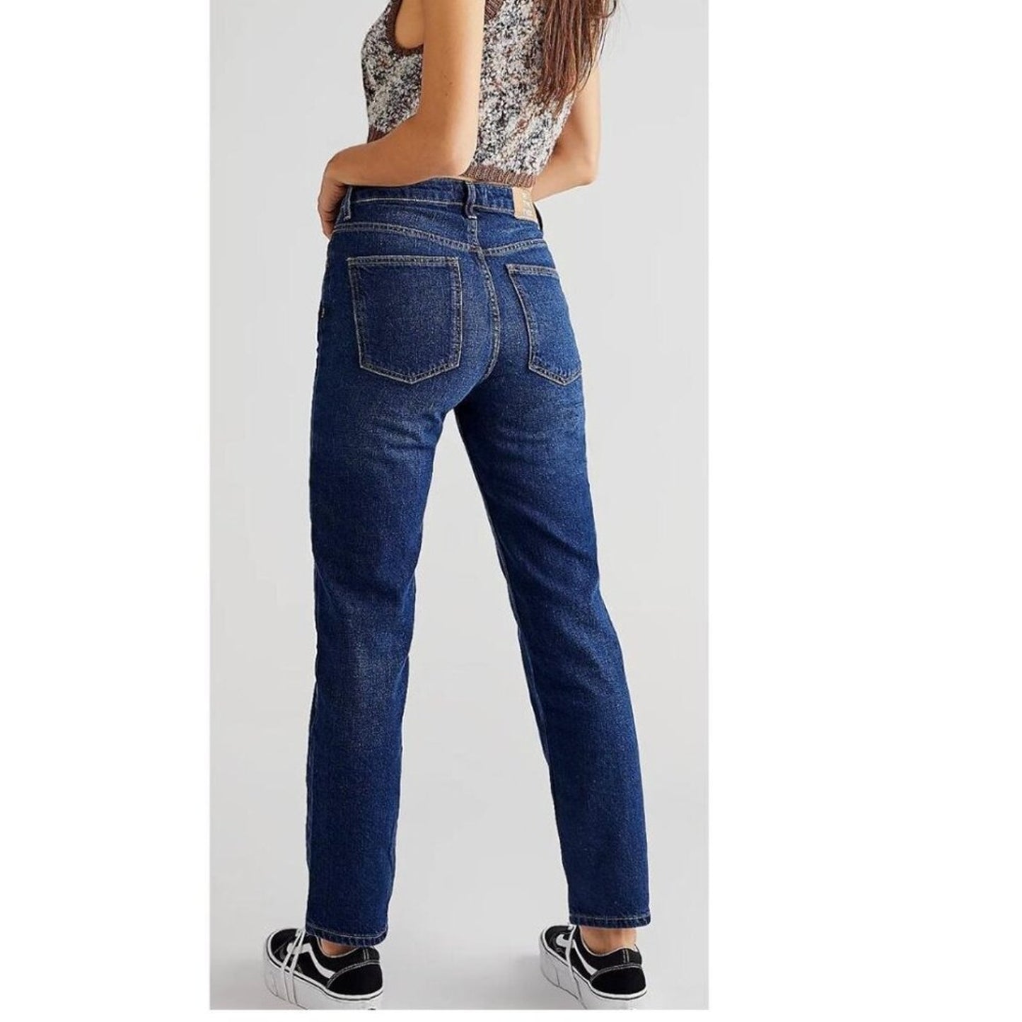 Free People The Pacifica Straight Leg Jean in Dark Blue Wash