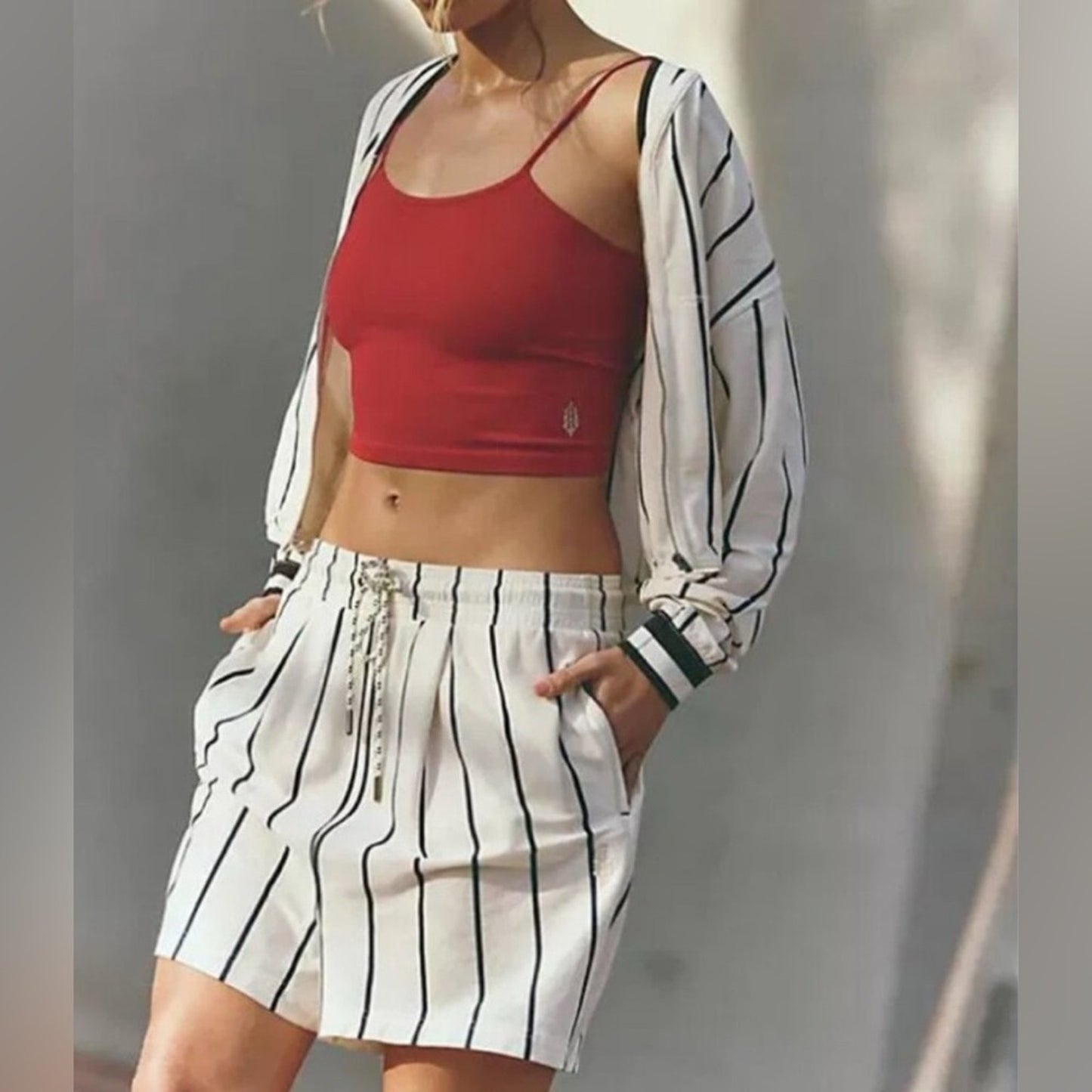 Free People Off Duty Set in Ivory Stripe Combo