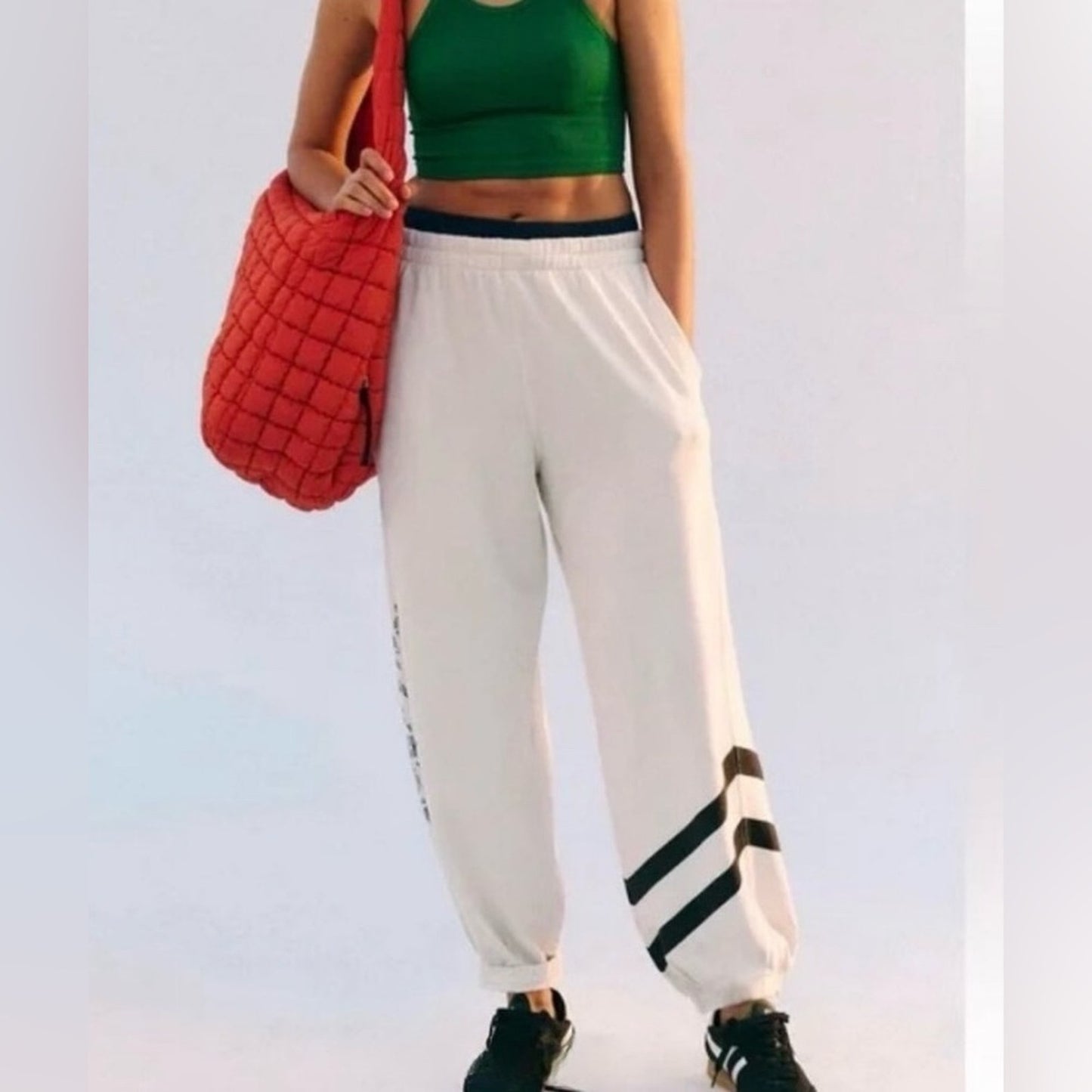 Free People All Star Logo Pants in Ivory/Black Combo