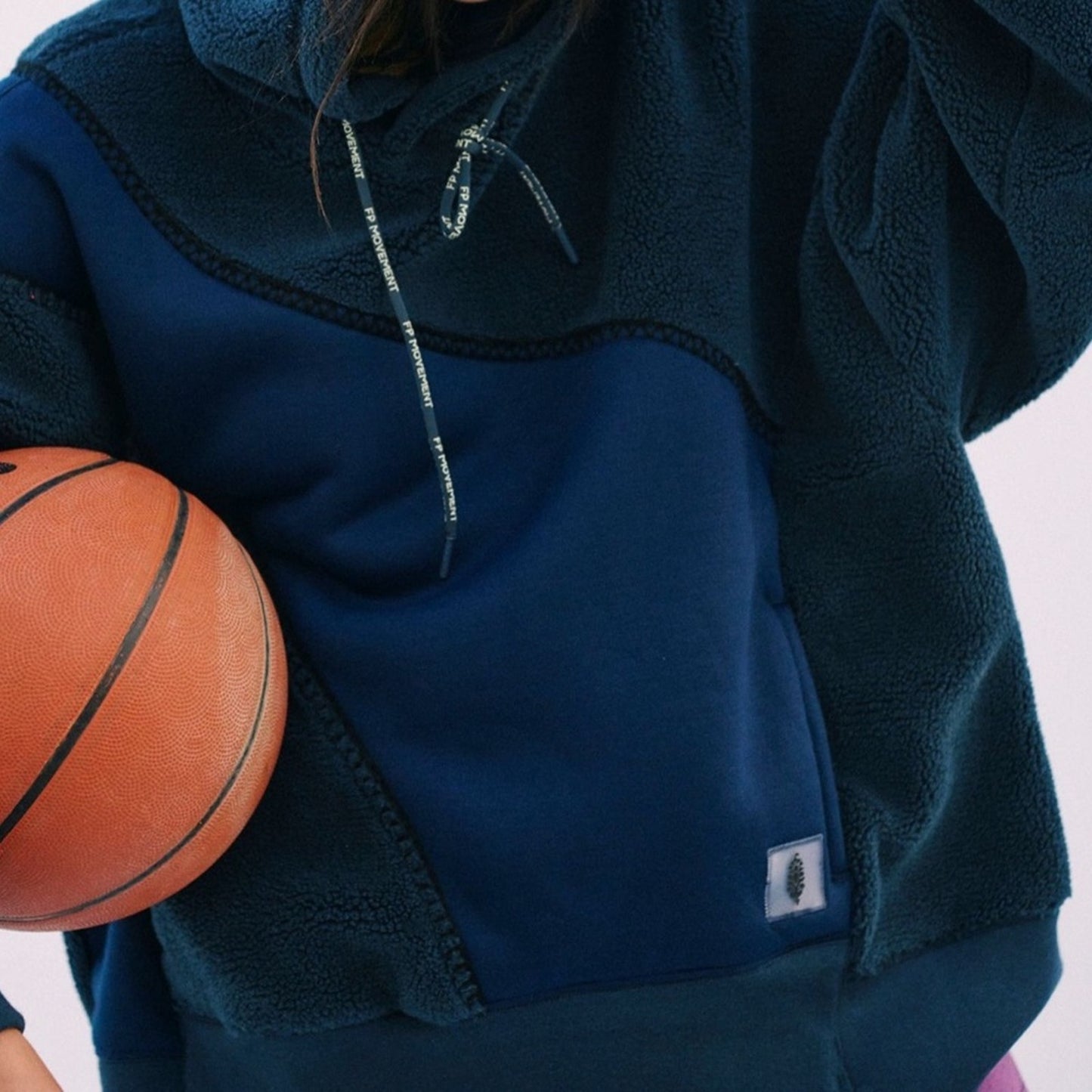 Free People Sprint To The Finish Cozy Hoodie in Midnight Navy Combo