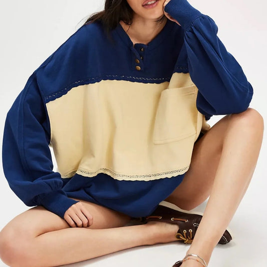 Free People Strawberry Sweatshirt in Oceana Combo