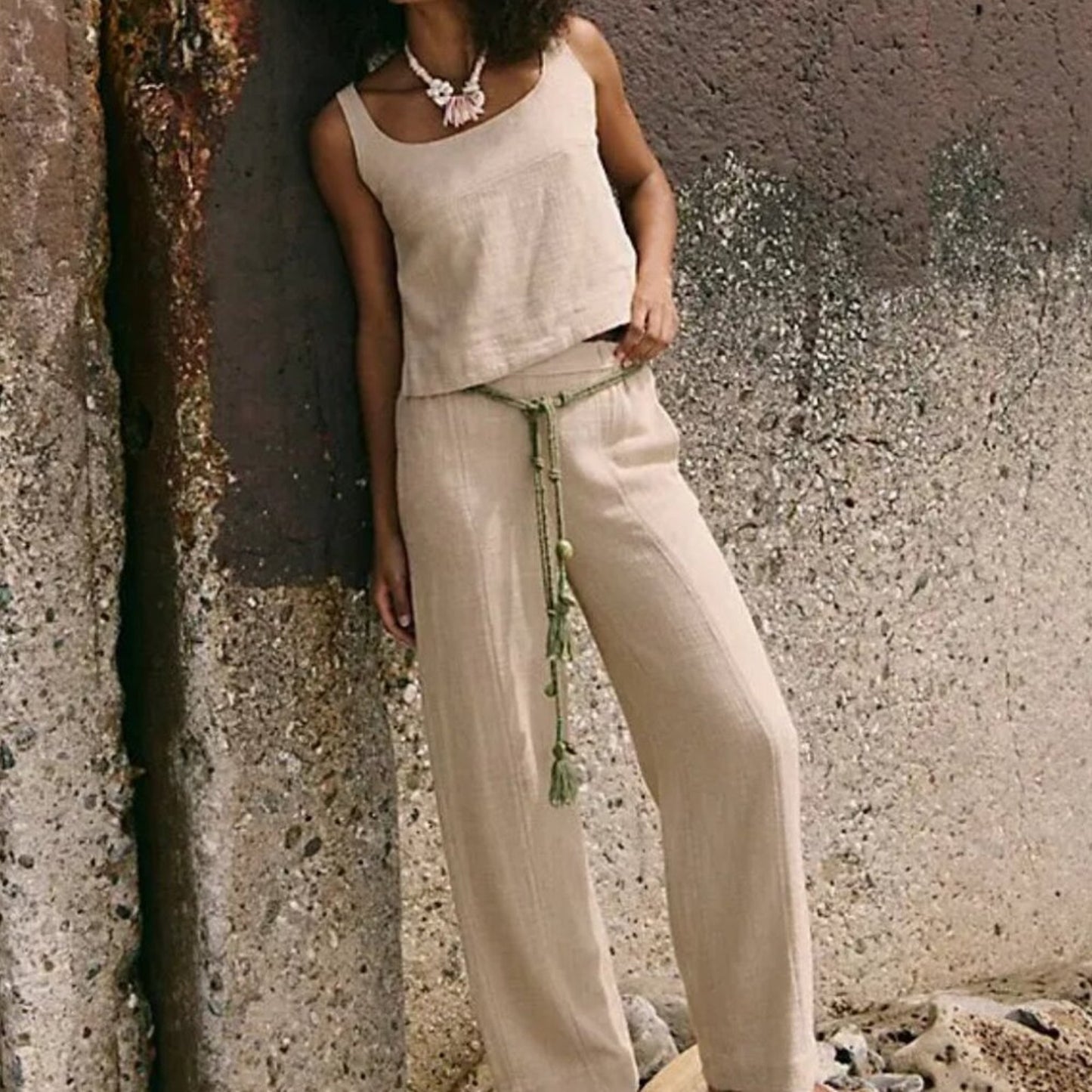 Free People Tidal Pant Set in Ceramic Stone