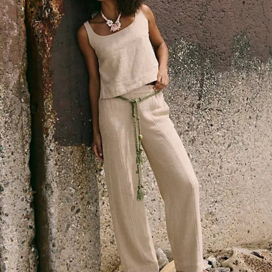 Free People Tidal Pant Set in Ceramic Stone