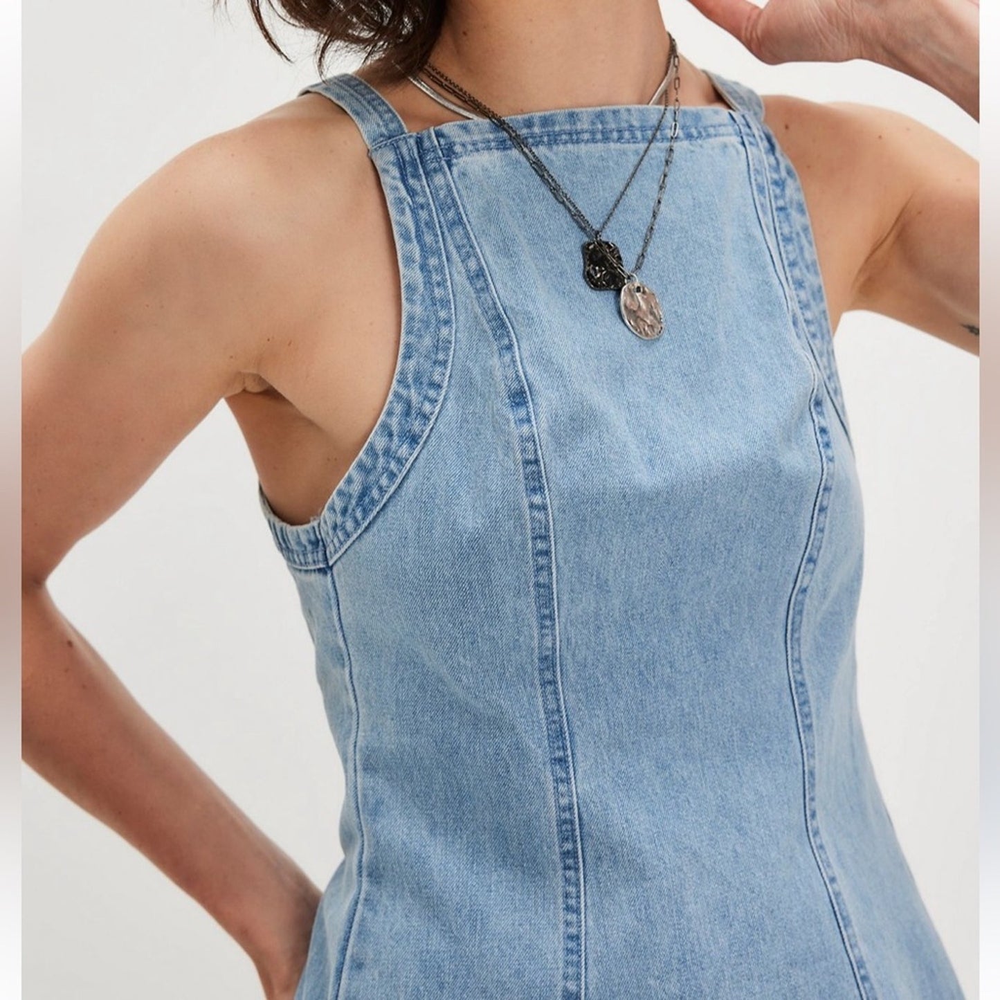 Free People Mara Denim Mini Dress in Ava Wash