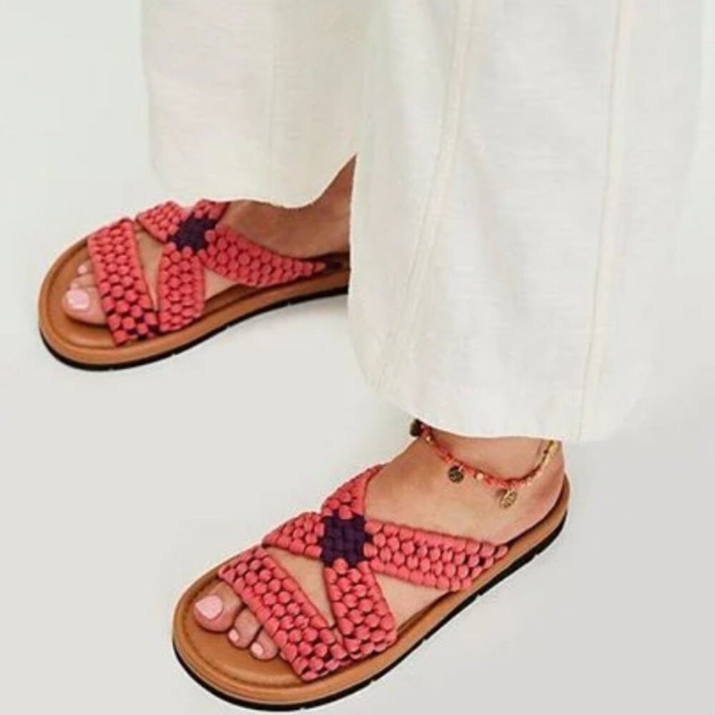 NWT Free People Edge Water Woven Sandals in Salsa